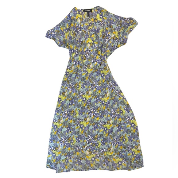 Modcloth Dresses & Skirts - ModCloth retro floral wrap midi dress mid century pin up large silk